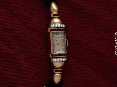 1940's Tiffany & Co. Ladies Vintage Watch - 14K Gold with Diamonds & Rubies