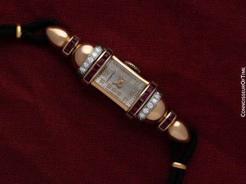 1940's Tiffany & Co. Ladies Vintage Watch - 14K Gold with Diamonds & Rubies