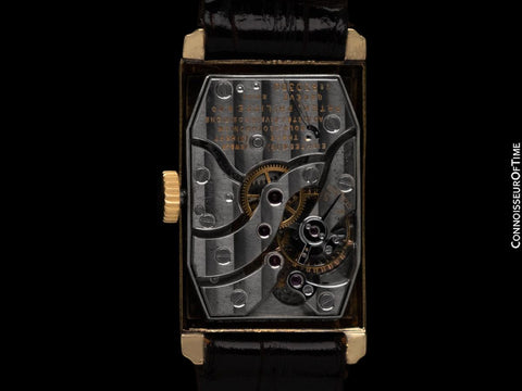 1930's Patek Philippe Vintage Mens Art Deco Rectangular Curved Watch - 18K Gold