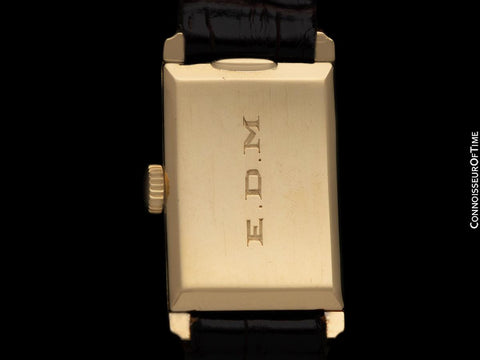 1930's Patek Philippe Vintage Mens Art Deco Rectangular Curved Watch - 18K Gold