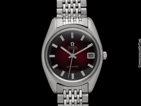 1969 Omega Seamaster Mens Vintage Watch with Automatic Cal. 565 Movement and Wine Vignette Dial - Stainless Steel