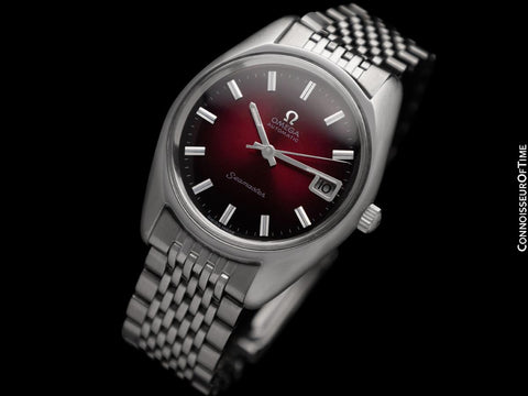 1969 Omega Seamaster Mens Vintage Watch with Automatic Cal. 565 Movement and Wine Vignette Dial - Stainless Steel