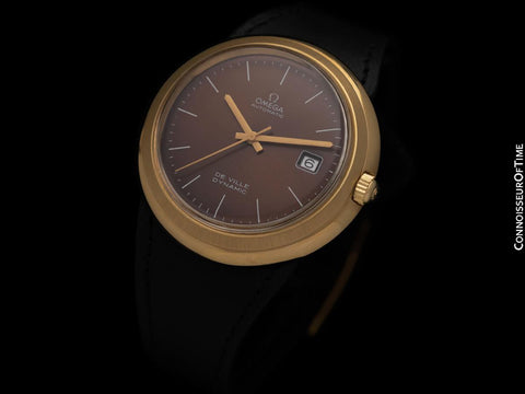 1973 Omega De Ville Dynamic Vintage Large Mens 18K Gold Plated & SS Watch - New Old Stock with Original Lacquer