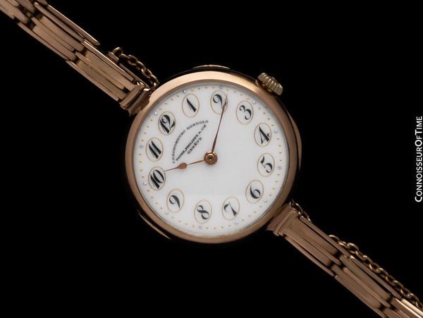c. 1910 Patek Philippe Vintage Ladies Unisex Chronometro Gondolo Fancy Dial Watch - 18K Gold