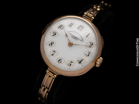 c. 1910 Patek Philippe Vintage Ladies Unisex Chronometro Gondolo Fancy Dial Watch - 18K Gold