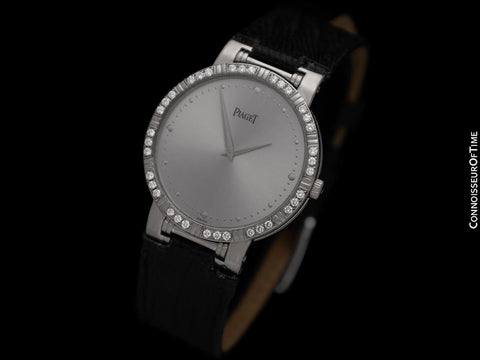 Piaget Dancer Mens Ultra Thin High Grade Mechancial Watch - 18K White Gold & Original Factory Piaget Diamonds