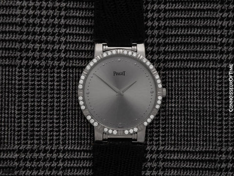 Piaget Dancer Mens Ultra Thin High Grade Mechancial Watch - 18K White Gold & Original Factory Piaget Diamonds