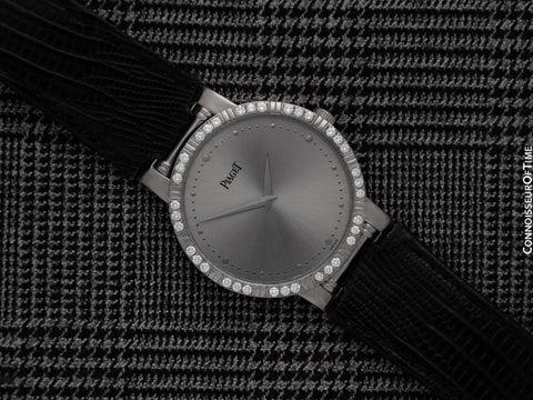 Piaget Dancer Mens Ultra Thin High Grade Mechancial Watch - 18K White Gold & Original Factory Piaget Diamonds