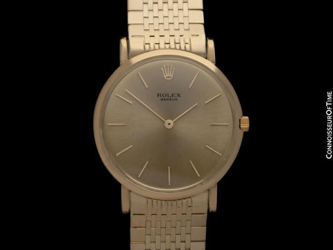 1961 Rolex Vintage Mens Ultra Thin Pre-Cellini Handwound Dress Watch with Bracelet - 18K Gold