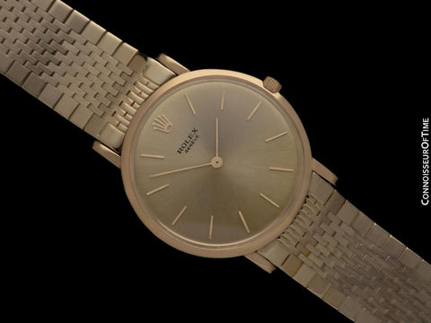 1961 Rolex Vintage Mens Ultra Thin Pre-Cellini Handwound Dress Watch with Bracelet - 18K Gold