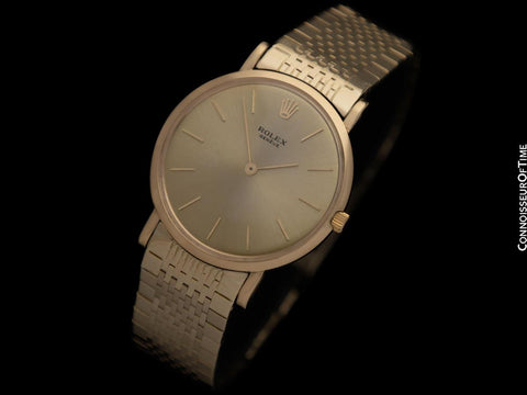 1961 Rolex Vintage Mens Ultra Thin Pre-Cellini Handwound Dress Watch with Bracelet - 18K Gold
