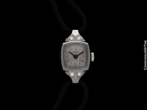 1940's Rolex Ladies Vintage Cocktail Watch - Platinum & Diamonds