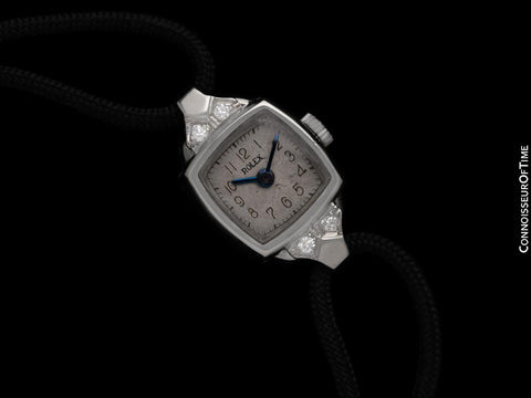 1940's Rolex Ladies Vintage Cocktail Watch - Platinum & Diamonds