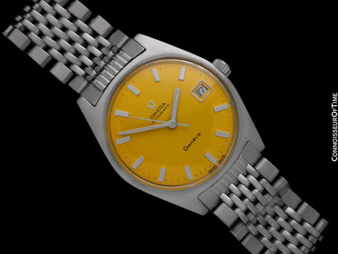 1969 Omega Geneve Vintage Mens Cal. 565 Automatic Watch with Ferrari Yellow Dial - Stainless Steel