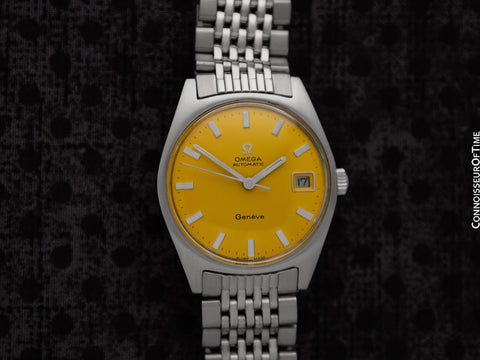 1969 Omega Geneve Vintage Mens Cal. 565 Automatic Watch with Ferrari Yellow Dial - Stainless Steel