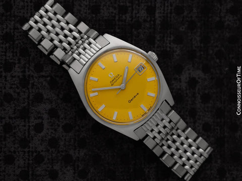 1969 Omega Geneve Vintage Mens Cal. 565 Automatic Watch with Ferrari Yellow Dial - Stainless Steel