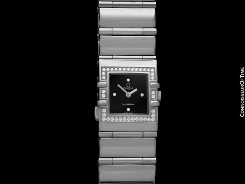 Omega Ladies Constellation Quadra Large Size Watch - Stainless Steel & Original Omega Factory Set Diamonds
