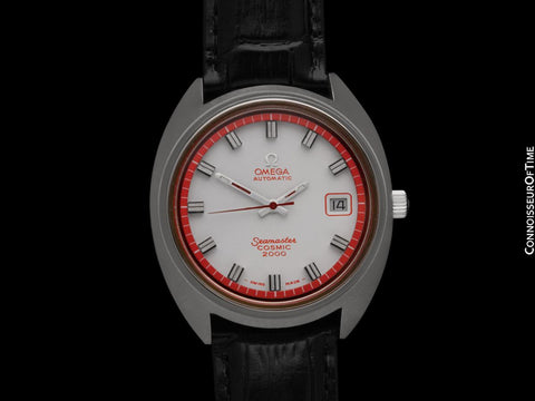1971 Omega Seamaster Cosmic 2000 Vintage Retro Mens Dive Watch with Red Bezel - Stainless Steel