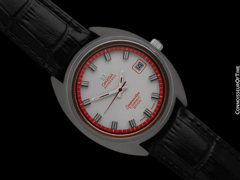 1971 Omega Seamaster Cosmic 2000 Vintage Retro Mens Dive Watch with Red Bezel - Stainless Steel