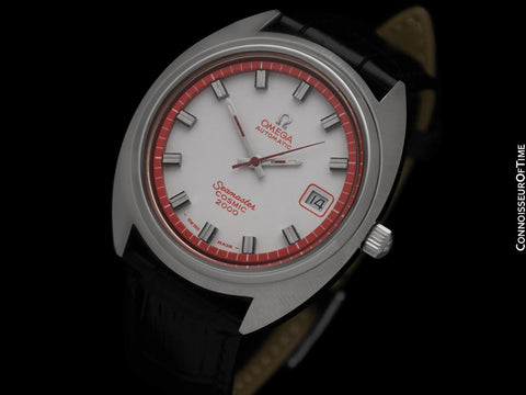 1971 Omega Seamaster Cosmic 2000 Vintage Retro Mens Dive Watch with Red Bezel - Stainless Steel