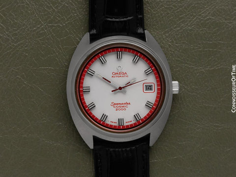 1971 Omega Seamaster Cosmic 2000 Vintage Retro Mens Dive Watch with Red Bezel - Stainless Steel