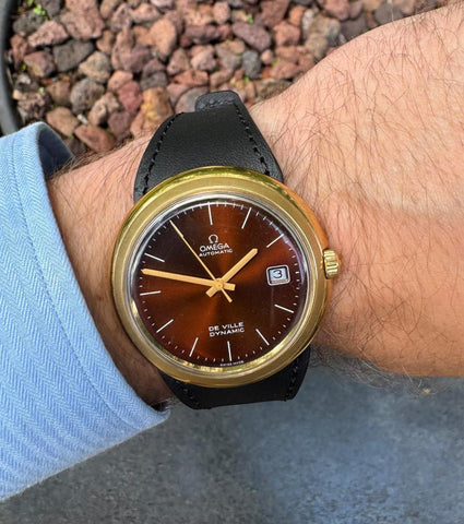 1973 Omega De Ville Dynamic Vintage Large Mens 18K Gold Plated & SS Watch - New Old Stock with Original Lacquer