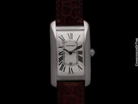 Cartier Tank Americaine XL Mens Watch, Ref. 1741 - 18K White Gold