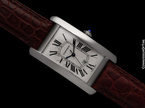 Cartier Tank Americaine XL Mens Watch, Ref. 1741 - 18K White Gold