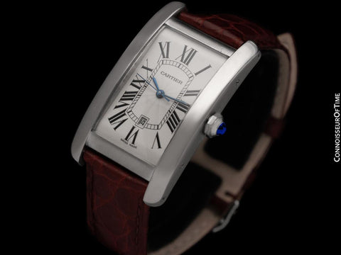 Cartier Tank Americaine XL Mens Watch, Ref. 1741 - 18K White Gold