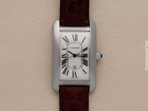 Cartier Tank Americaine XL Mens Watch, Ref. 1741 - 18K White Gold
