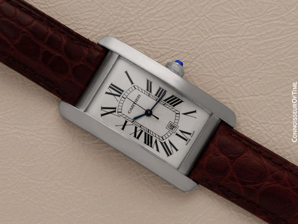 Cartier Tank Americaine XL Mens Watch, Ref. 1741 - 18K White Gold