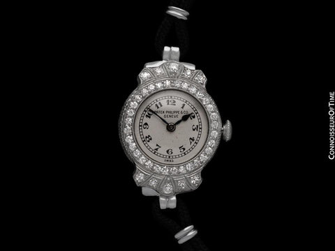 1922 Patek Philippe Likely for Tiffany Vintage Art Nouveau Ladies Platinum & Diamond Watch - Extract Papers