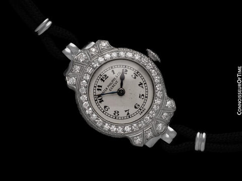 1922 Patek Philippe Likely for Tiffany Vintage Art Nouveau Ladies Platinum & Diamond Watch - Extract Papers