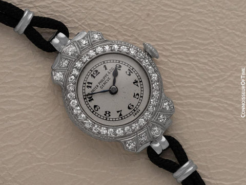 1922 Patek Philippe Likely for Tiffany Vintage Art Nouveau Ladies Platinum & Diamond Watch - Extract Papers