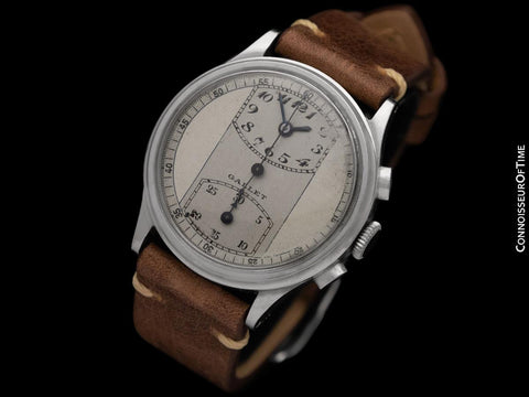 1940's Gallet Vintage Regulator Mens Chronograph Watch - Stainless Steel