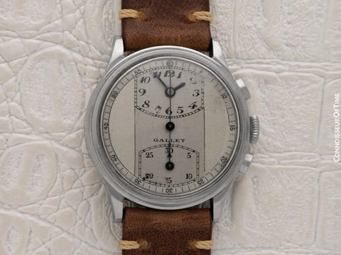 1940's Gallet Vintage Regulator Mens Chronograph Watch - Stainless Steel