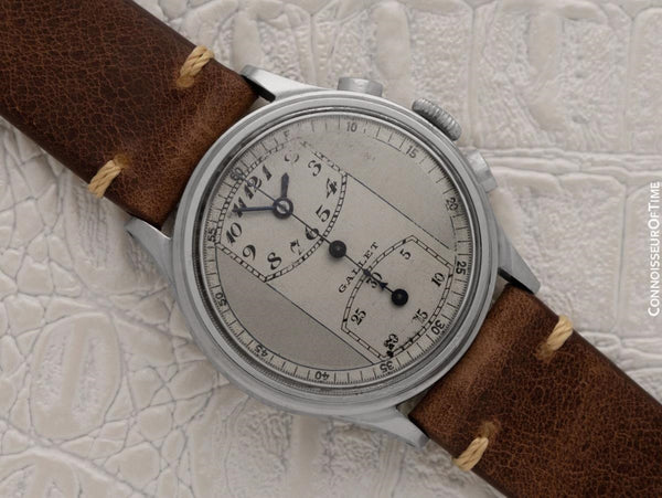1940's Gallet Vintage Regulator Mens Chronograph Watch - Stainless Steel