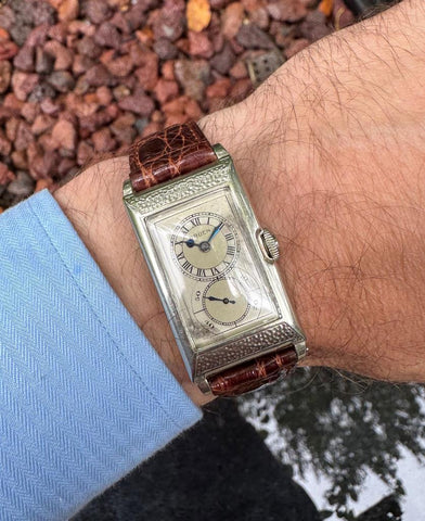 1930 Gruen Vintage Techni - Quadron (Rolex Prince) Watch, 14K White Gold-Filled - Doctor's Watch