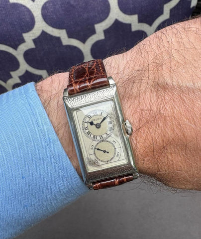 1930 Gruen Vintage Techni - Quadron (Rolex Prince) Watch, 14K White Gold-Filled - Doctor's Watch