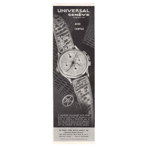 1944 UNIVERSAL GENEVE AERO-COMPAX Mens Vintage WWII Era Aviator's Watch - Warranty