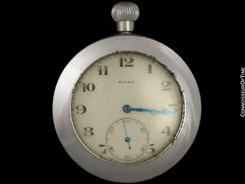 1940's Rolex WWII British Military Vintage Antique Mens Pocket Watch - Rare Outer Case