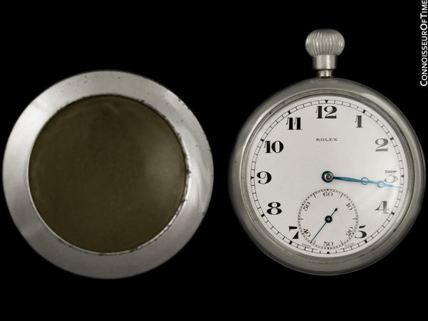 1940's Rolex WWII British Military Vintage Antique Mens Pocket Watch - Rare Outer Case