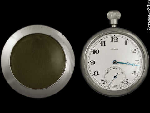 1940's Rolex WWII British Military Vintage Antique Mens Pocket Watch - Rare Outer Case