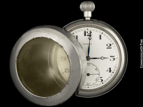 1940's Rolex WWII British Military Vintage Antique Mens Pocket Watch - Rare Outer Case