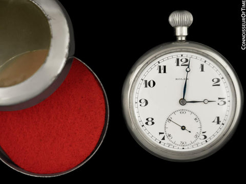 1940's Rolex WWII British Military Vintage Antique Mens Pocket Watch - Rare Outer Case