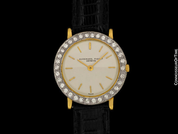 1962 Audemars Piguet "Extra-Flat" Vintage Mens Midsize Watch - 18K Gold & Diamonds