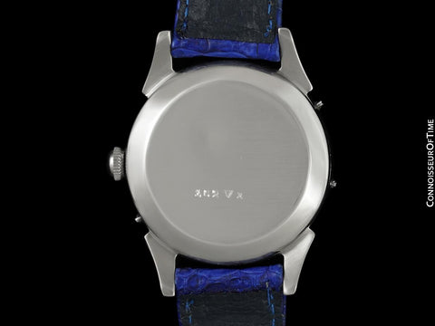 1940's Swiss Vintage Triple Calendar Moonphase Valjoux 90 Mens Watch - Stainless Steel