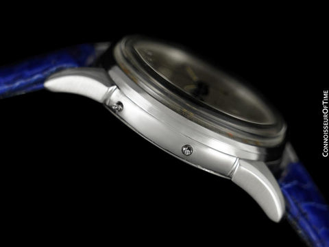 1940's Swiss Vintage Triple Calendar Moonphase Valjoux 90 Mens Watch - Stainless Steel
