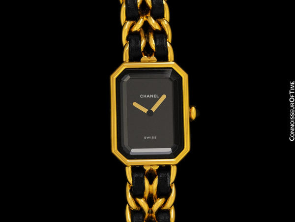Chanel Premiere Ladies Rectangular 18K Gold Plated Watch with Bracelet - Original Box