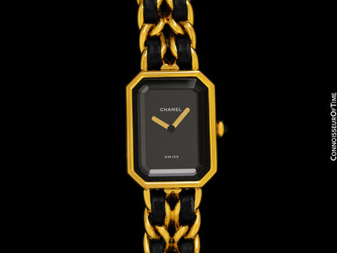 Chanel Premiere Ladies Rectangular 18K Gold Plated Watch with Bracelet - Original Box
